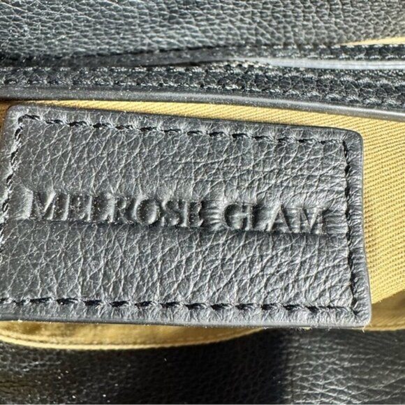 Melrose Glam Birken Style Black Leather Handbag Silver Stud Embellishments - Picture 16 of 16